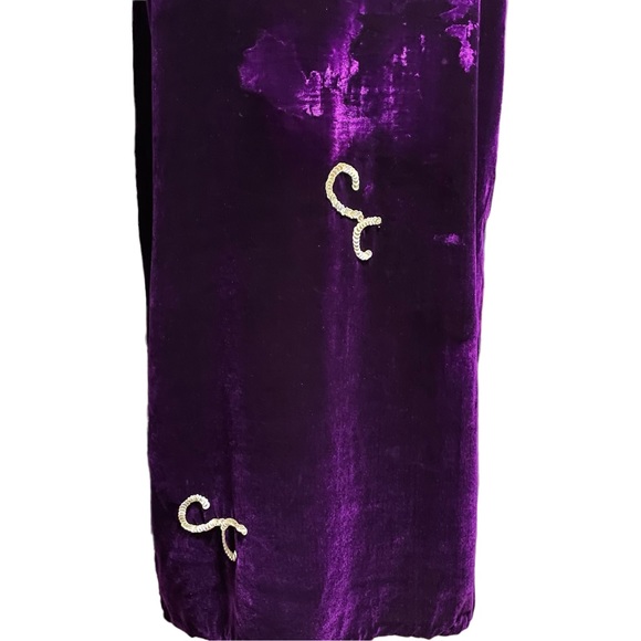 Vintage Purple Velvet Hand-Sewn Gorgeous Maxi Dress with Sequins/Beads - Picture 5 of 5